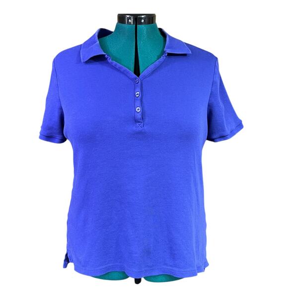 Lane Bryant Polo Style Top Plus Size 14 Blue 100% Cotton - Picture 1 of 14